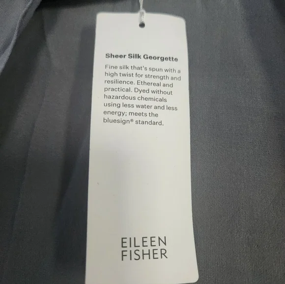 NWT Eileen Fisher Womens Open Front Silk Chiffon Duster XL Color Steel-$328 - Picture 5 of 6